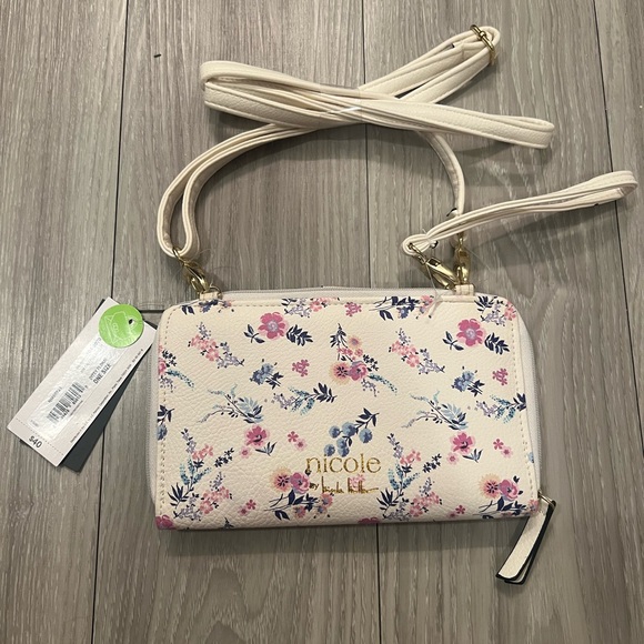 Nicole Miller Cream and Pink Floral Clutch Bag - Picture 1 of 8
